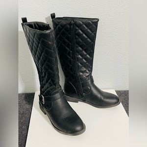 Kennedy black zipper calf high kid boots